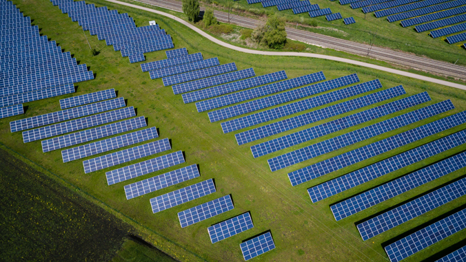 solar panels on a lawn