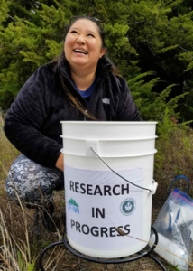 woman with bucket