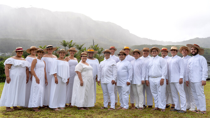 group of people dressed in white