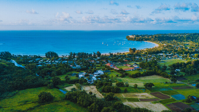 aerial view of a bay