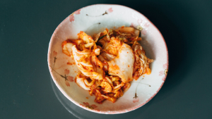 red fermented cabbage on a plate