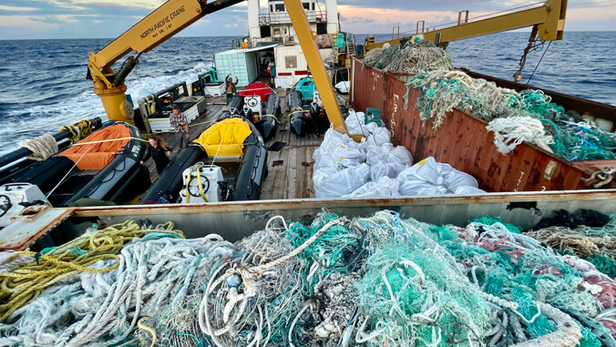 large fishing nets on a boat