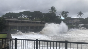 big wave near homes