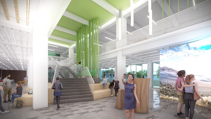 U H Manoa Sinclair student success center rendering staircase
