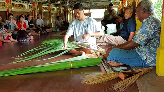 student learning thatching