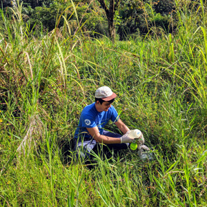 person collecting soils samples