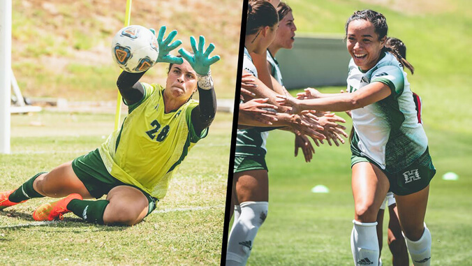 U H Manoa women's soccer players