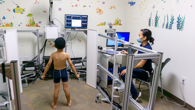 boy getting a 3d body scan