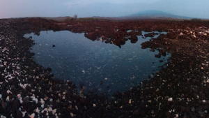 pool of clear water surrounded by rocks