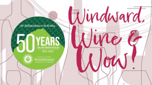 circle with 50 years and Windward Wine and Wow!