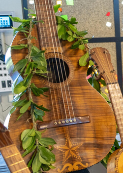 Guitar with lei