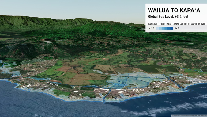 map of kauai projected flooding