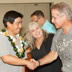 Awardee shaking hands