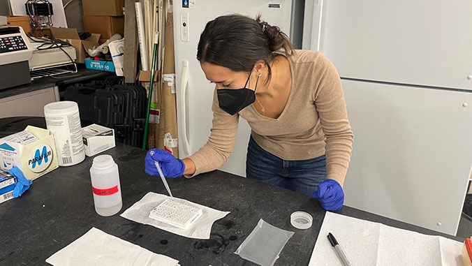 woman analyzing samples