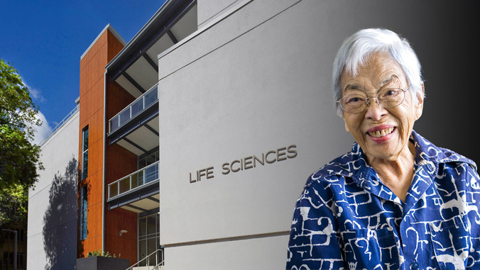 Isabella Abbott and Life Sciences Building