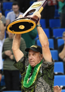 Person holding trophy