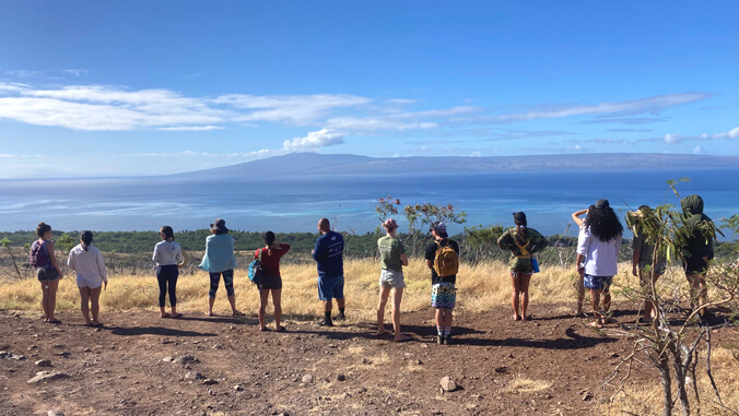 group of people looking at the sea