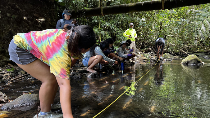 students collecting water samples