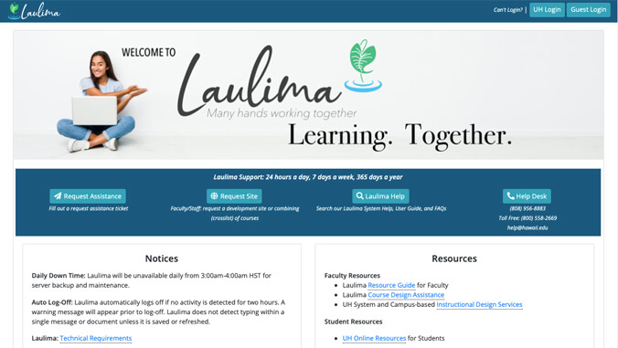 Laulima website homepage