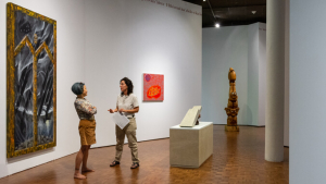 People standing in an art gallery