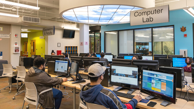 Students working on computers in a computer lab