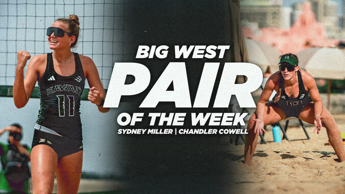 U H beach volleyball players Pair of the Week graphic