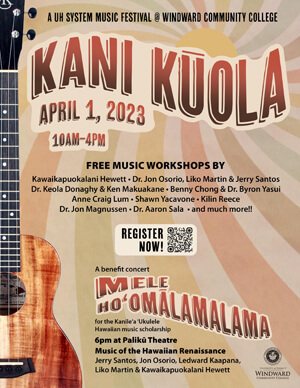 Kani Kuola event poster, with guitar and performers names