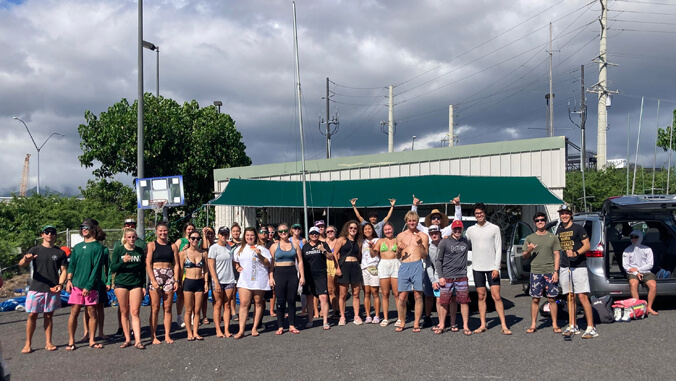 Sailing team smiling