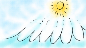 Illustration of water evaporating in the sunlight