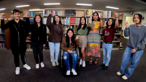 Students in a library