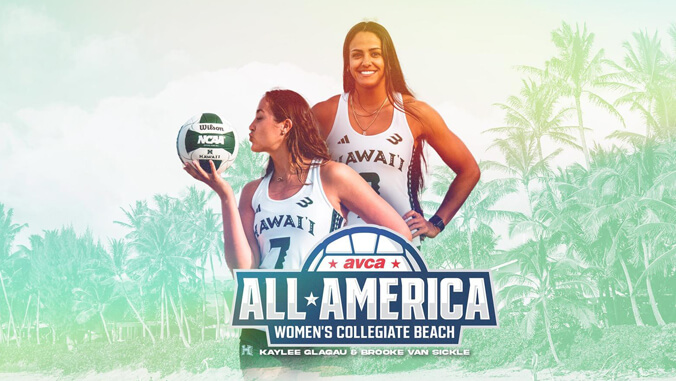 U H beach volleyball players, All-American graphic
