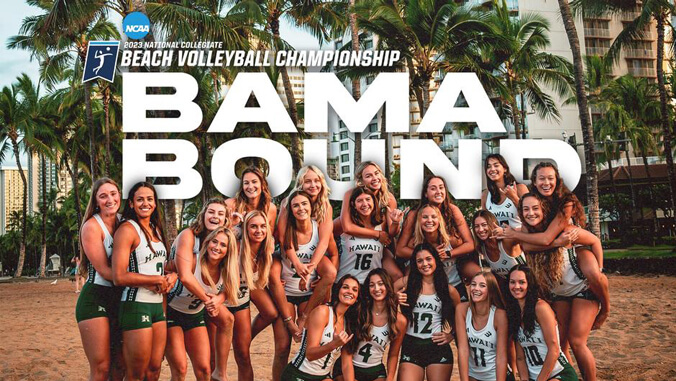 U H women beach volleyball team, N C A A Bam Bound works