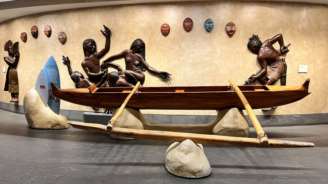 canoe on display at N M A I