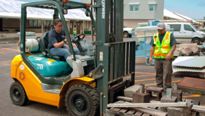 person operating forklift