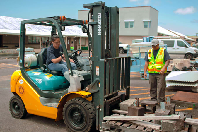 person operating forklift