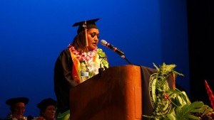 Sophia Kaawa giving her speech