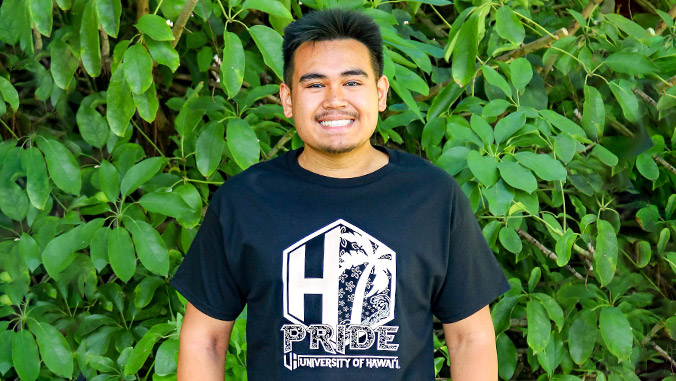 Joshua Kamalani wearing his winning design