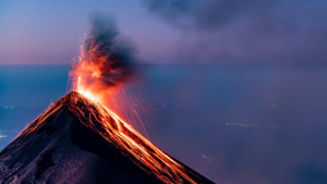 volcano erupting