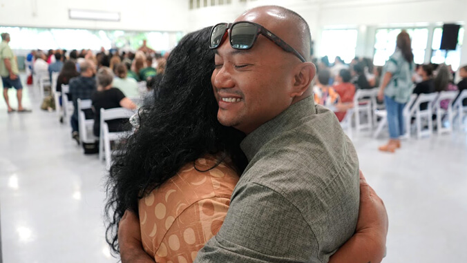 two people hugging
