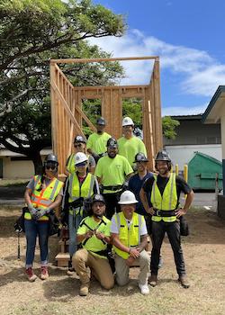 group of carpentry students