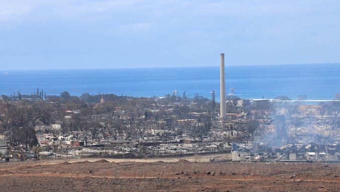 View of Lahaina destroyed by August 2023 fire