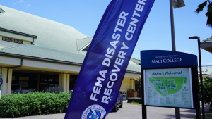 FEMA Disaster recovery Center sign at U H Maui College