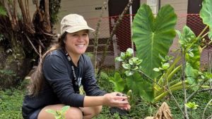 Kalena Shiroma in the garden