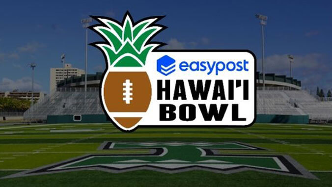 Hawaiʻi Bowl logo and football field 