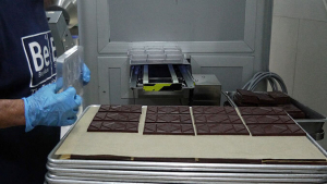 chocolate bars on pan