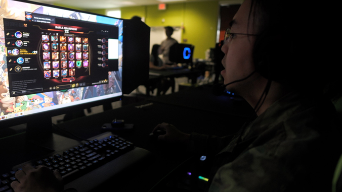 person playing on a computer