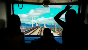 Passengers on the rail