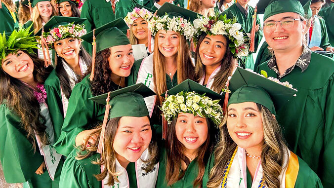 Students in cap and gown