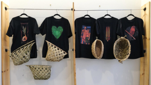 Shirts and woven baskets