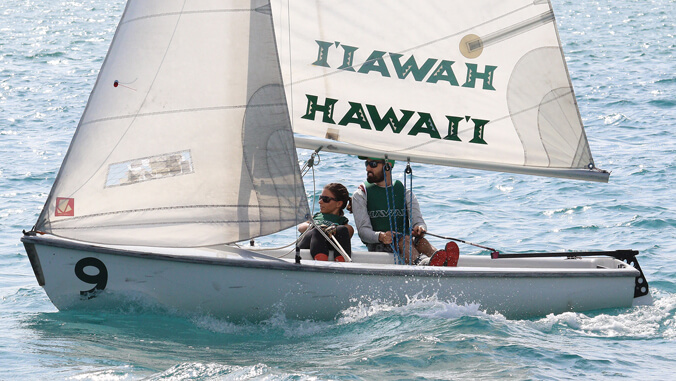 two people on a sailboat